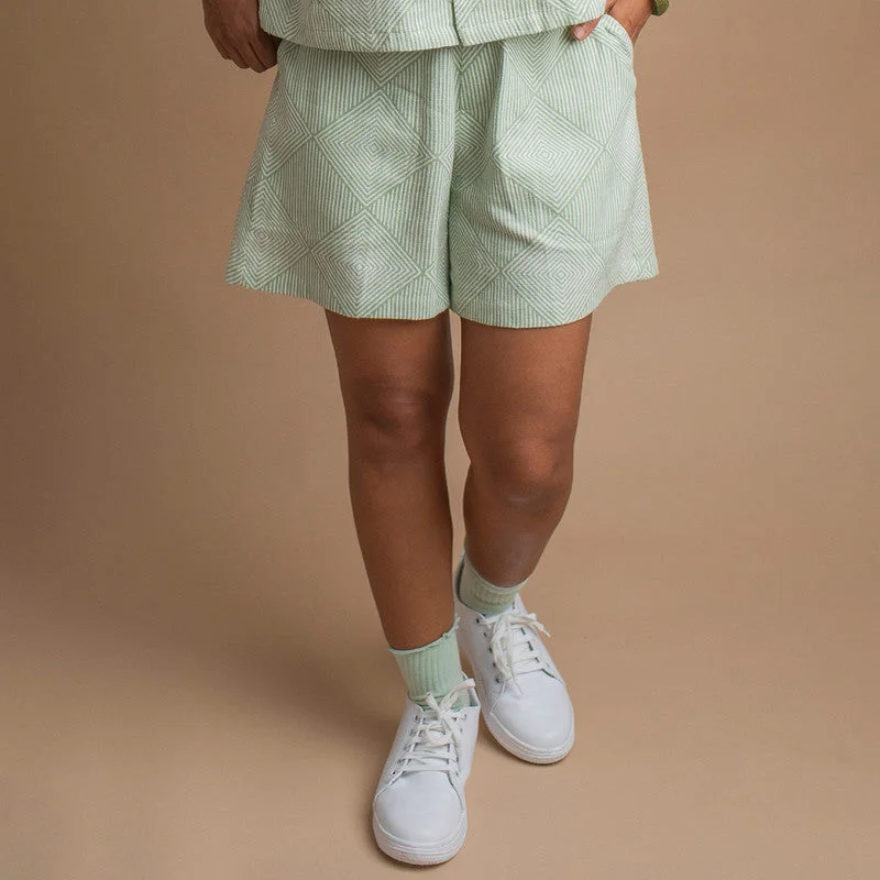 Kala Cotton Printed Shorts For Women | Pale Green