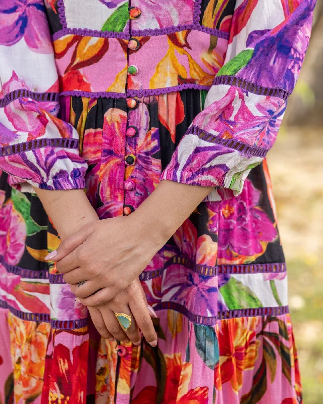 Multicolour Aquarelle Floral Dress