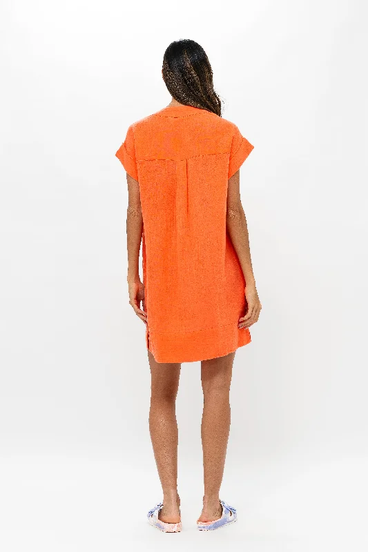 V-Neck Roll Sleeve Mini- Bahama Orange