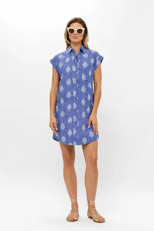 Shirt Dress Mini- Chatham Blue