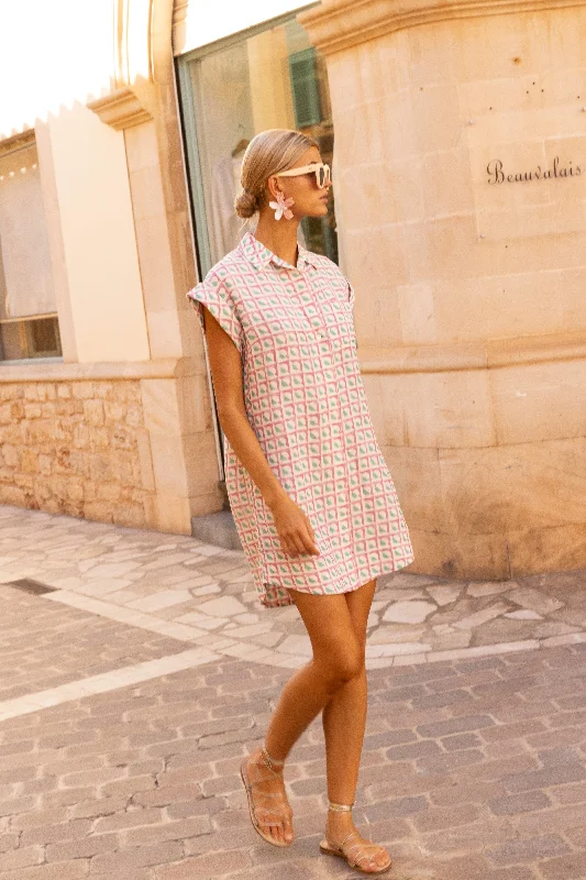 Shirt Dress Mini- Cirque Rose