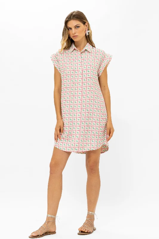 Shirt Dress Mini- Cirque Rose