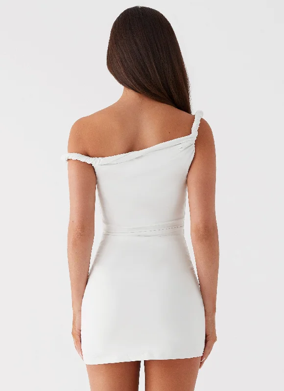 Arabella Twist Shoulder Mini Dress - Ivory