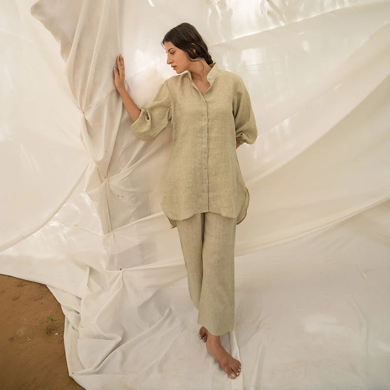 Linen Co Ord Set for Women | Pickle Green