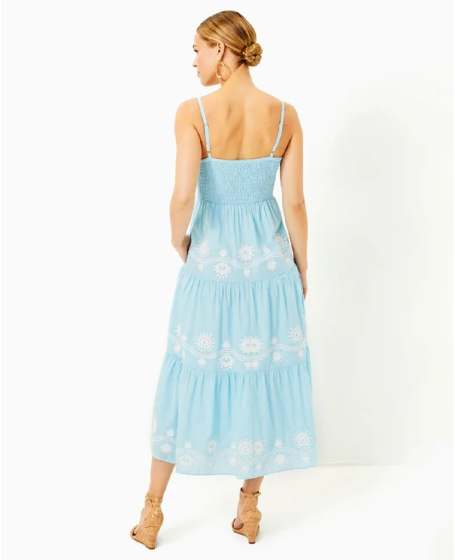 Aviry Embroidered Cotton Midi Dress