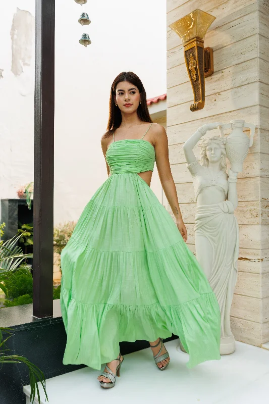 Beautiful memories - lime green cut out maxi dress