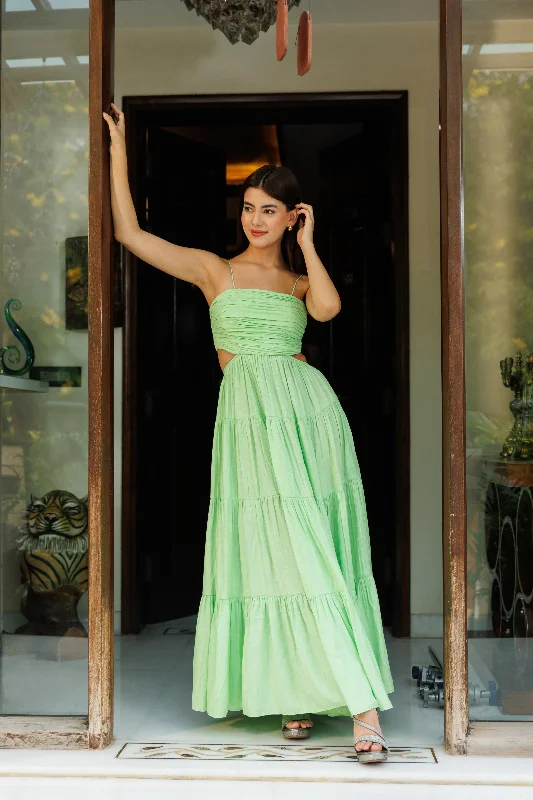 Beautiful memories - lime green cut out maxi dress