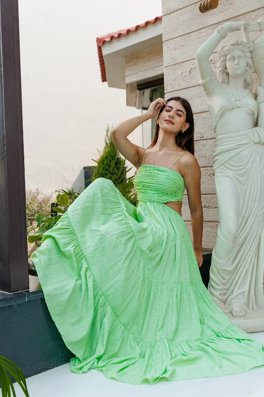 Beautiful memories - lime green cut out maxi dress