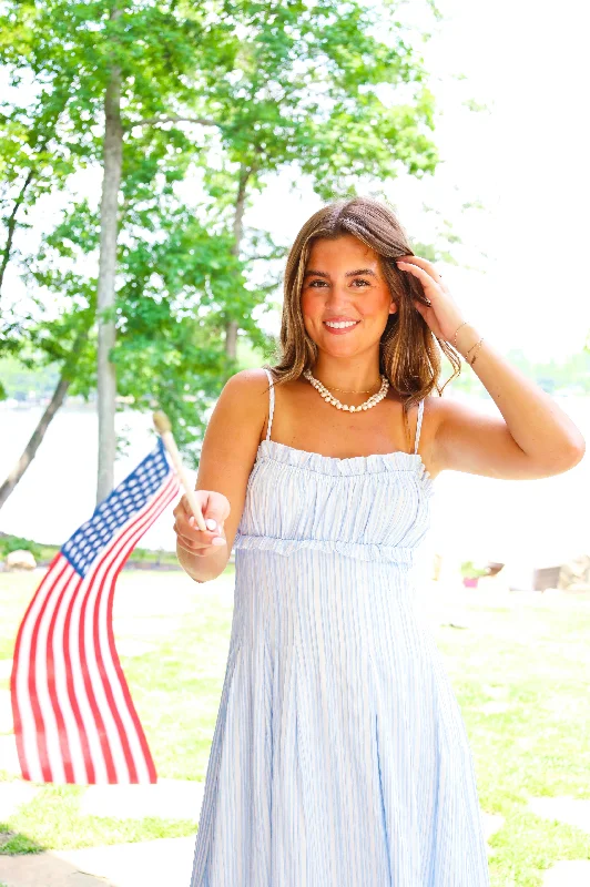 BLUE AND WHITE STRIPE MAXI