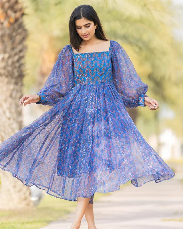 Blue Picnic Kota Doria Dress