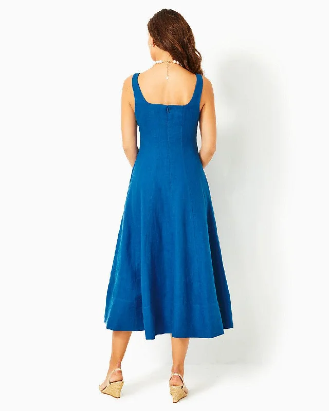 Calina Linen Midi Dress