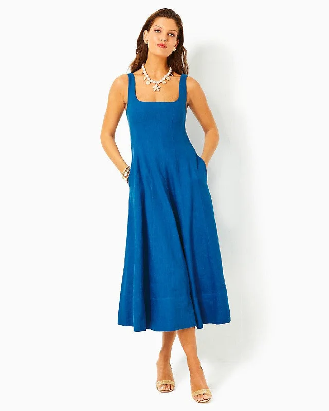 Calina Linen Midi Dress