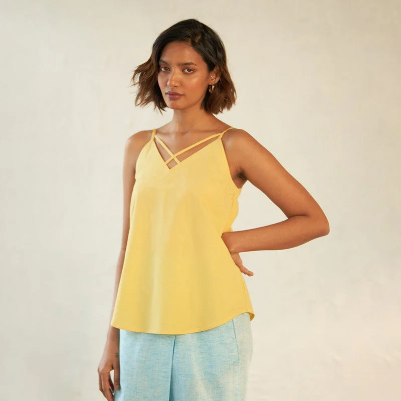 Poplin Cotton Camisole Top | Straps | Yellow