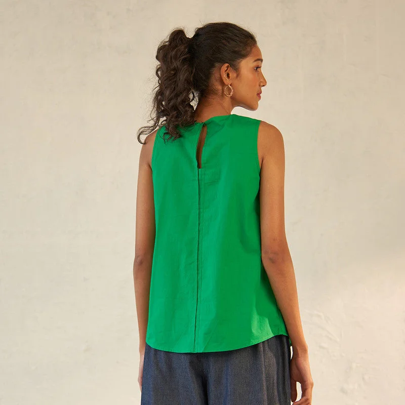 Pure Cotton Sleeveless Top for Women | Green