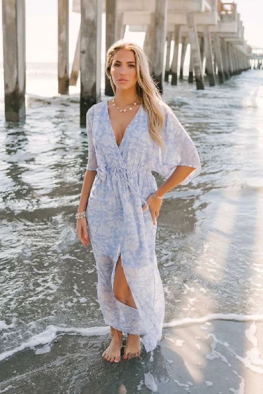 Chambray Printed Swiss Dot Maxi Dress