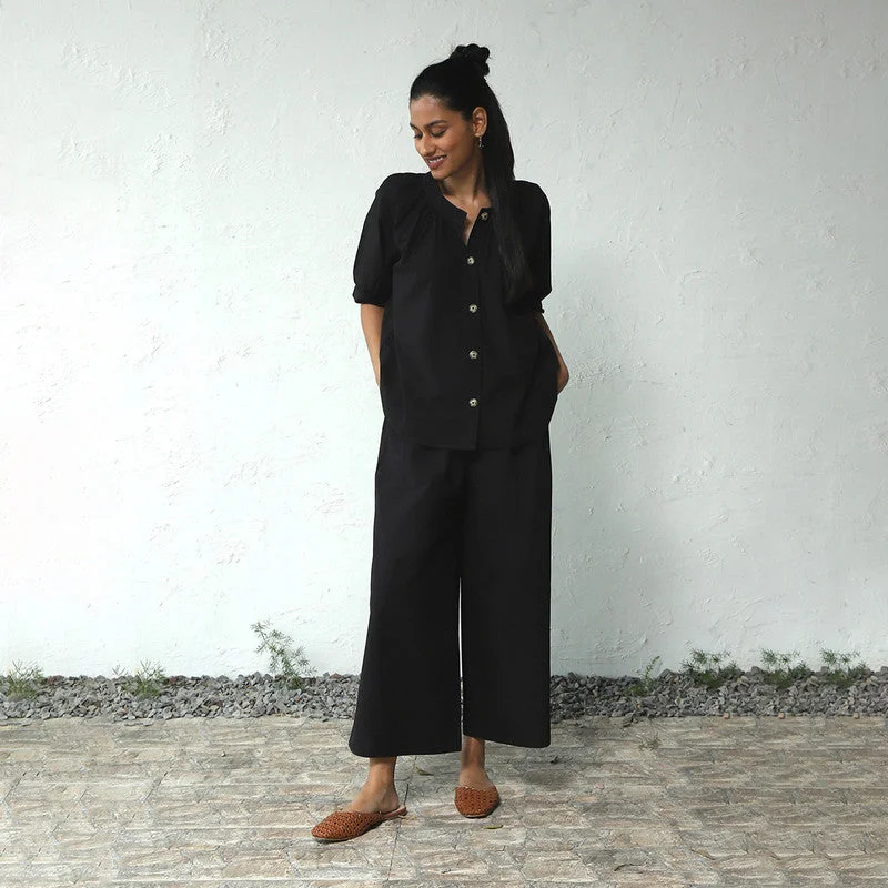 Black Co Ord Set for Women | Cotton Poplin