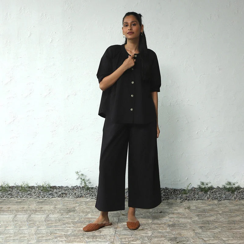 Black Co Ord Set for Women | Cotton Poplin