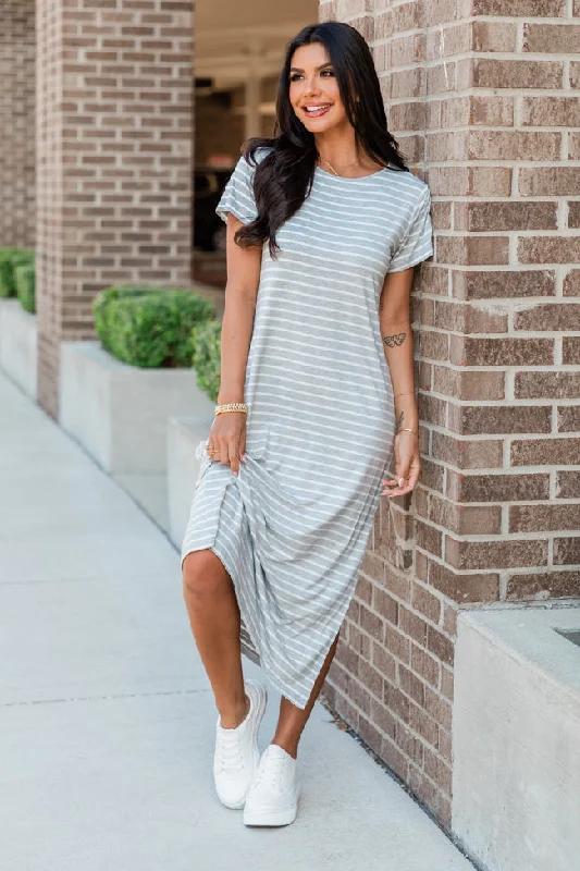 Consistently Confident Striped T-Shirt Midi Dress SALE