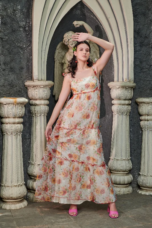 Count me in - Organza floral maxi dress