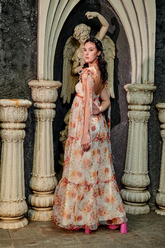 Count me in - Organza floral maxi dress