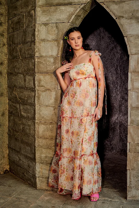 Count me in - Organza floral maxi dress