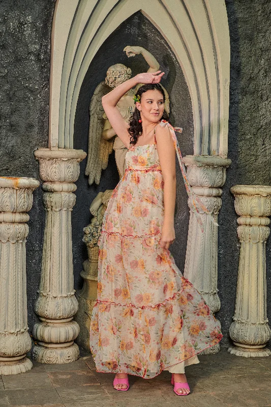 Count me in - Organza floral maxi dress