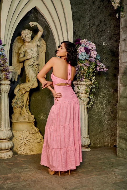 Day dreams pink halter tie up maxi dress