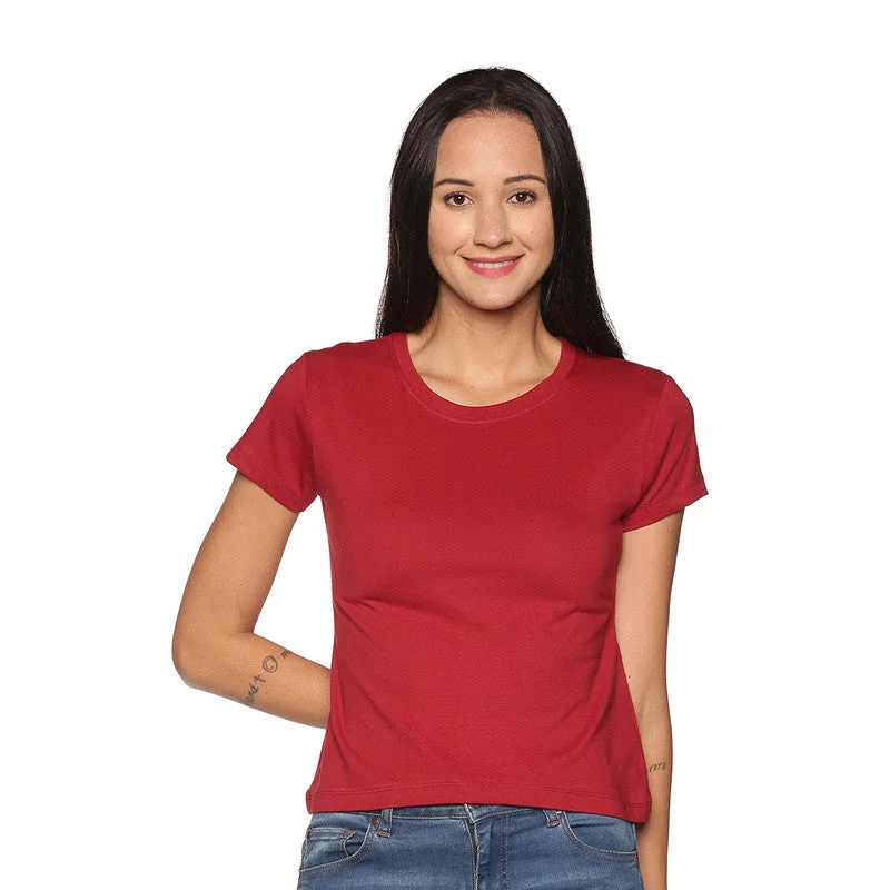 Organic Cotton T-shirt for Women | Crew Neck | Maroon