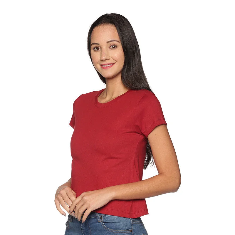 Organic Cotton T-shirt for Women | Crew Neck | Maroon