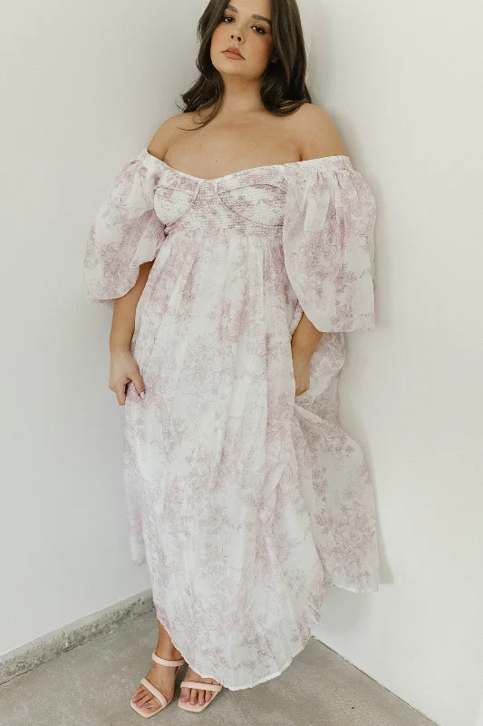 Harlow Midi Dress in Light Pink Floral - Bump Friendly & Inclusive Sizing (S-3XL)