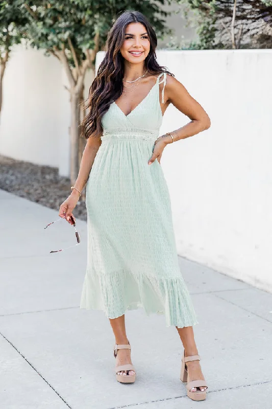 In The Wind Sage V-Neck Midi Dress FINAL SALE