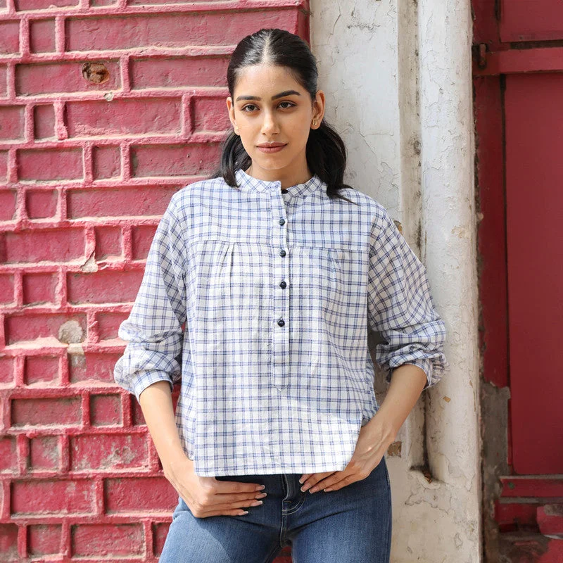 White Jamdani Shirt for Women | Checkered