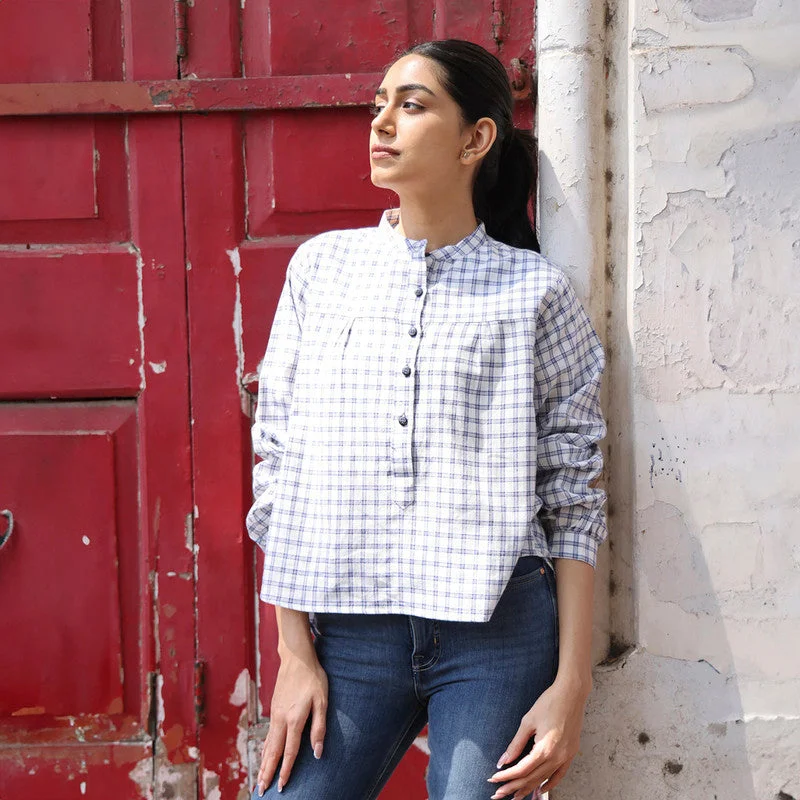 White Jamdani Shirt for Women | Checkered