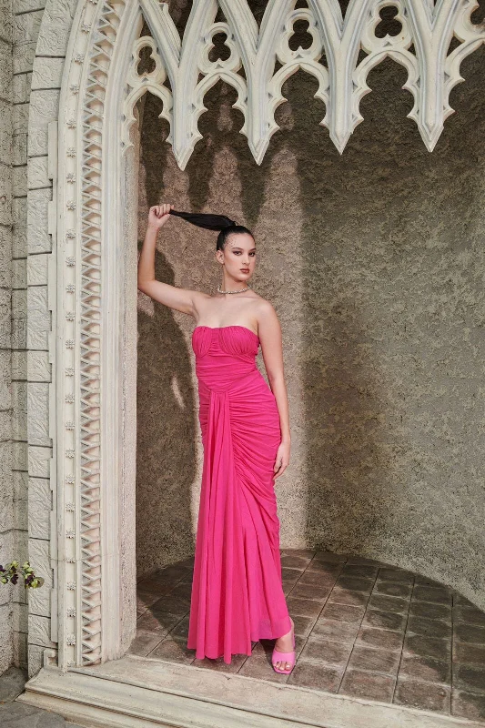 Infinite promises - pink drape maxi dress