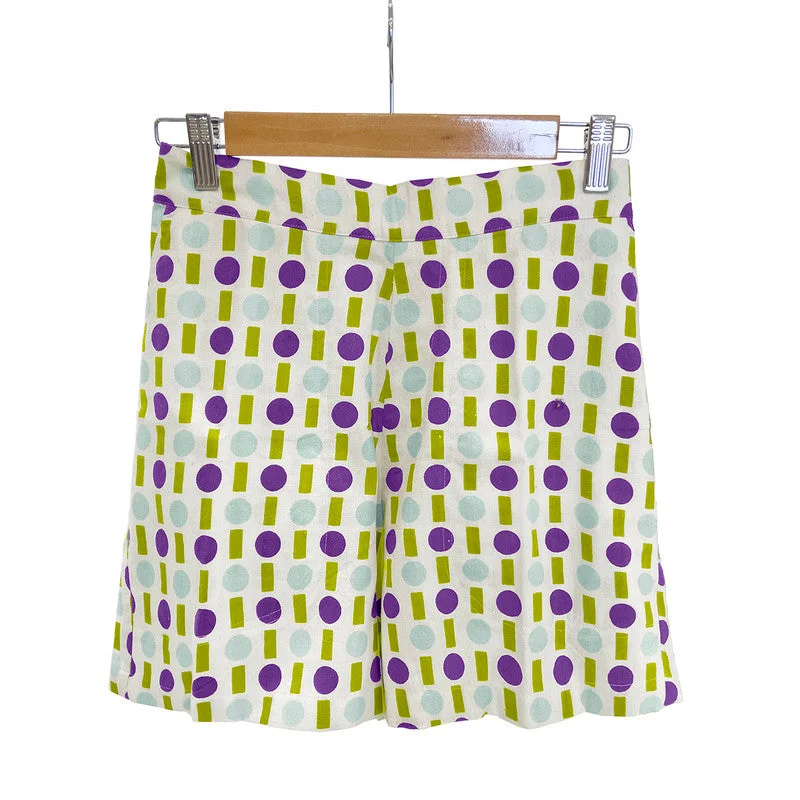 Kala Cotton Printed Shorts For Women | Purple & Green