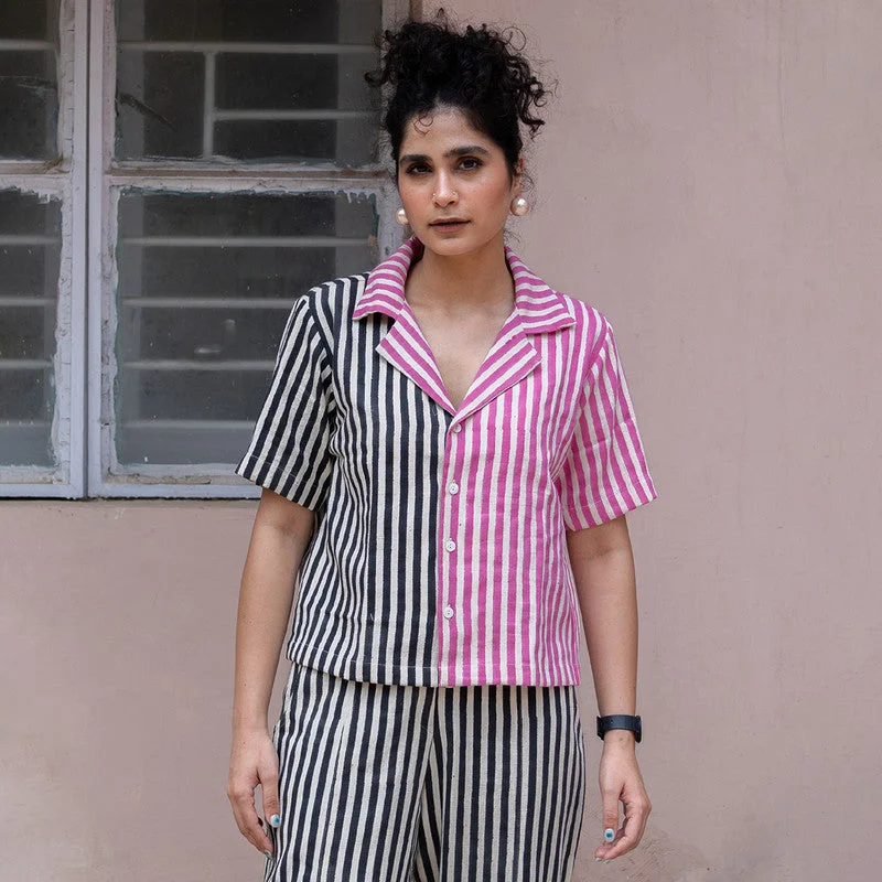 Kala Cotton Shirt For Women | Block Printed | Pink & Black