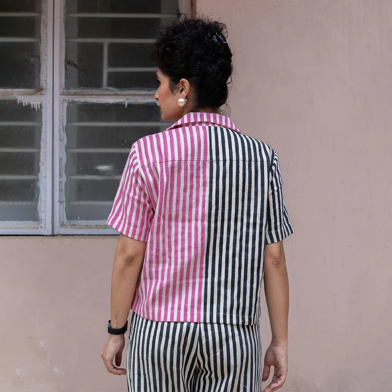 Kala Cotton Shirt For Women | Block Printed | Pink & Black