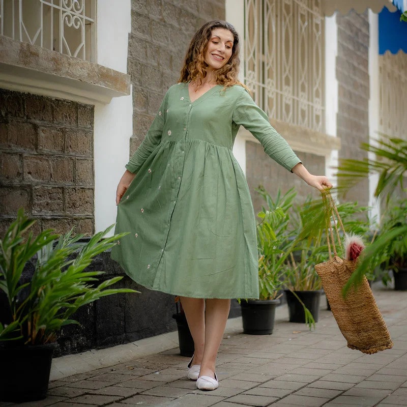 Cotton Flared Dress for Women| Hand Embroidered