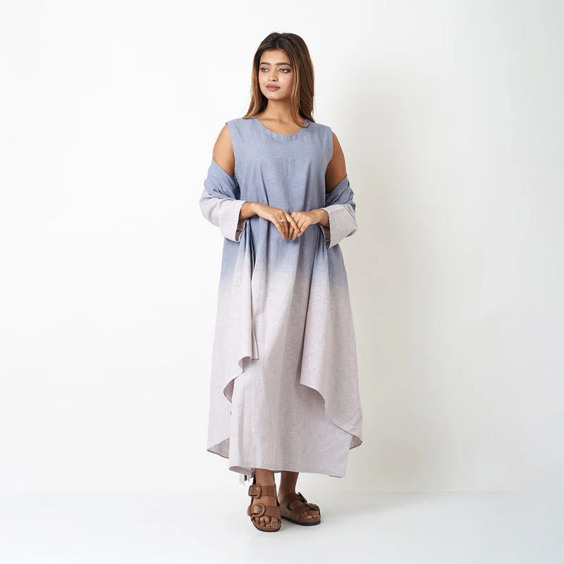 Linen Dress for Women | Ombre Layered | Grey