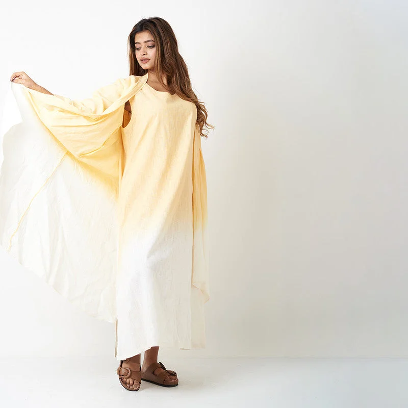 Linen Dress for Women | Ombre Layered | Yellow