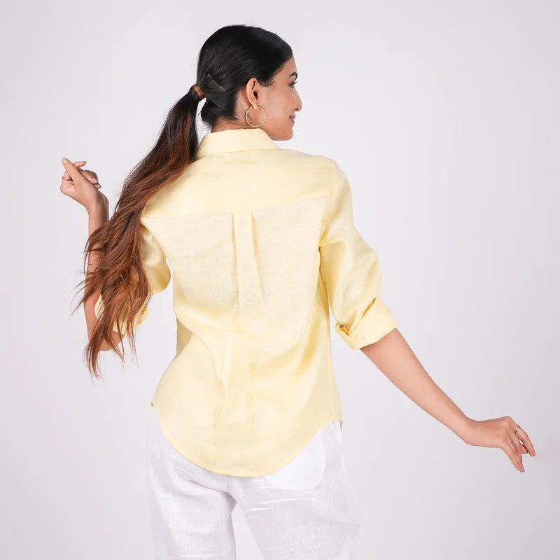 Linen Shirt for Women | Yellow | Full Sleeves