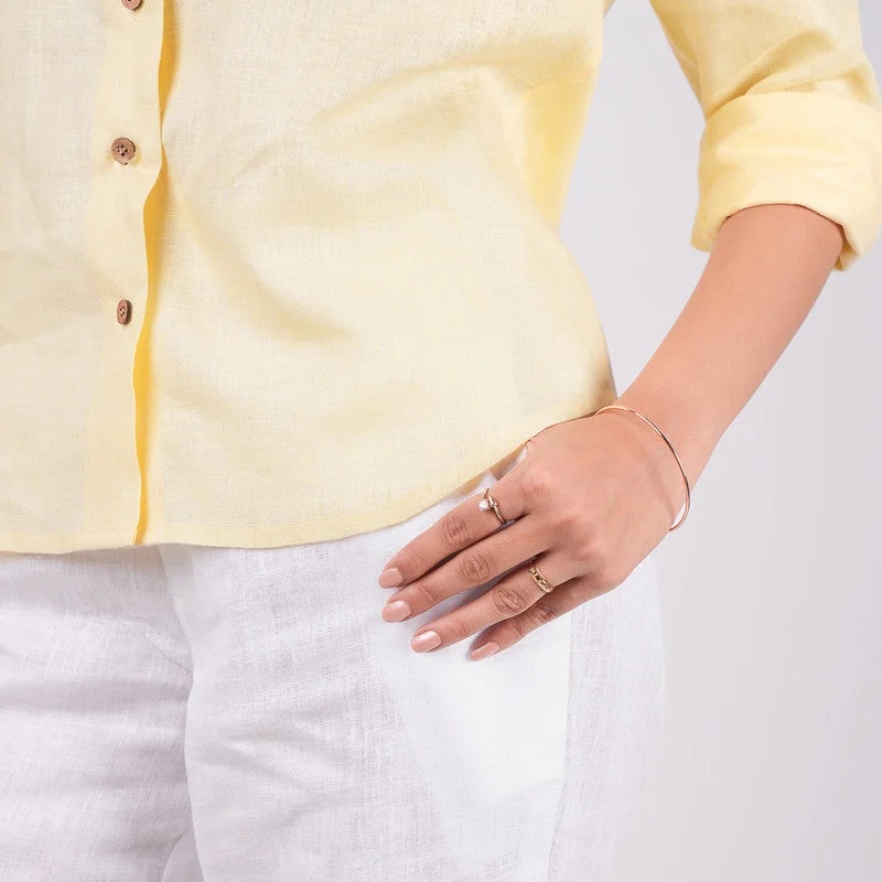 Linen Shirt for Women | Yellow | Full Sleeves