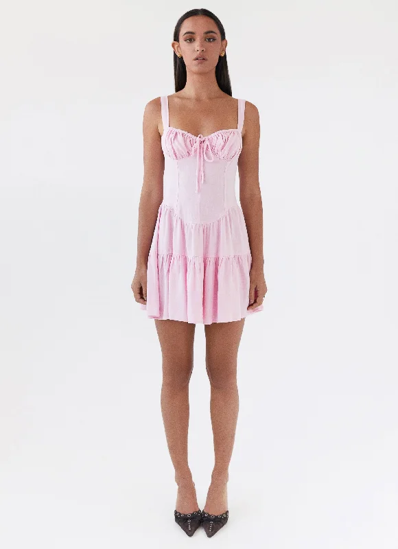 Lucie Linen Mini Dress - Pink