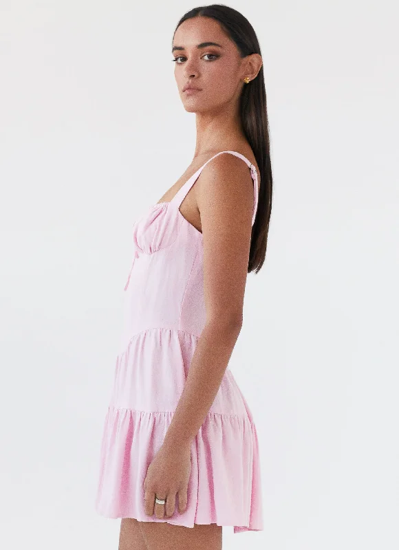 Lucie Linen Mini Dress - Pink