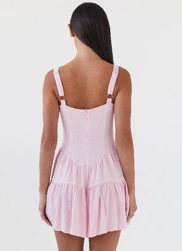 Lucie Linen Mini Dress - Pink