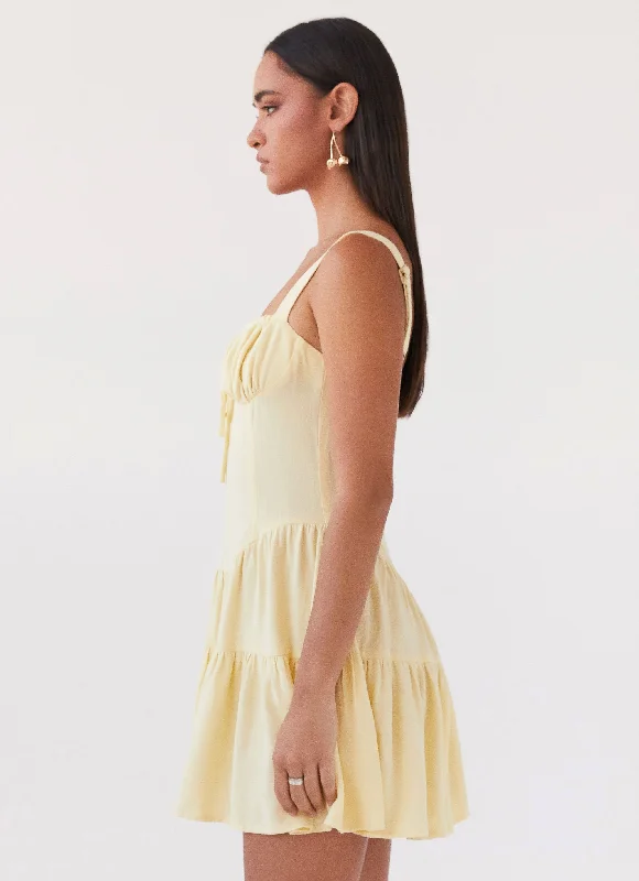 Lucie Linen Mini Dress - Yellow