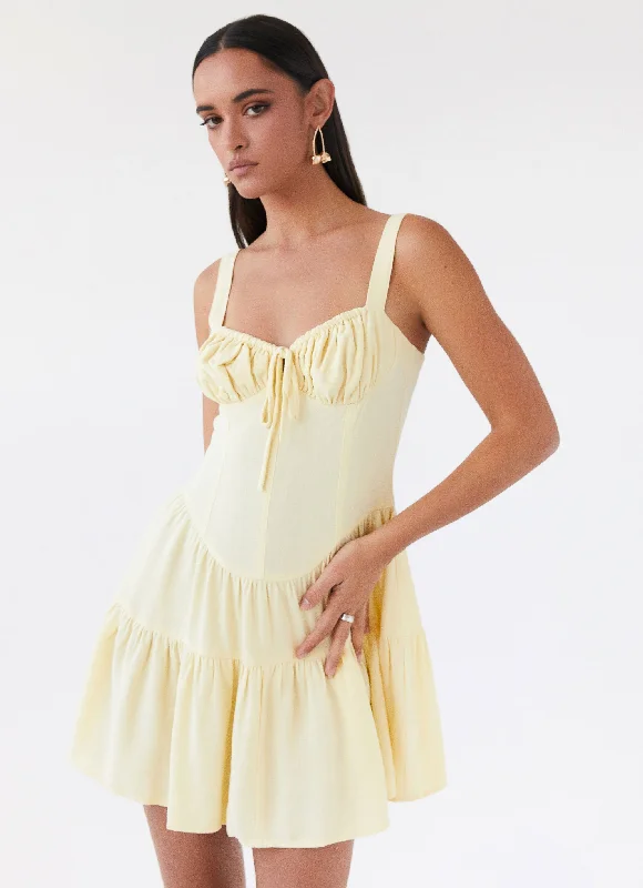 Lucie Linen Mini Dress - Yellow