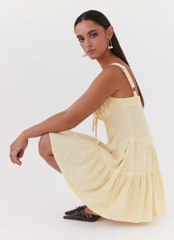 Lucie Linen Mini Dress - Yellow