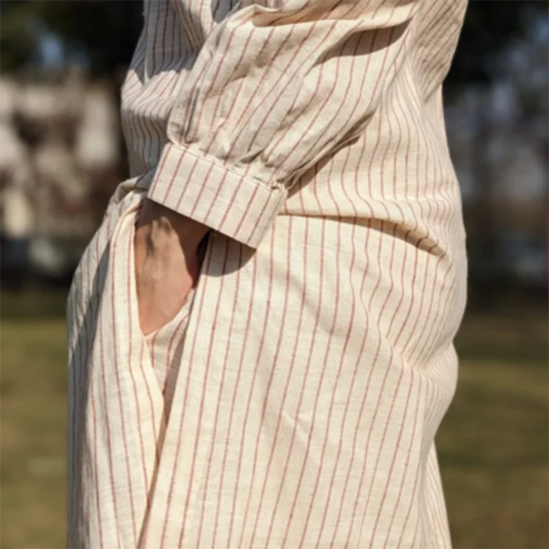 Organic Cotton Co Ord Set for Women | Striped | Rust & Off-White