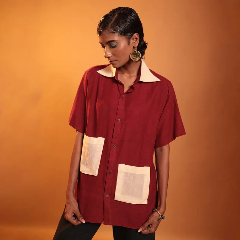 Organic Cotton OversizeShirt for Men & Women | Half Sleeves | Rust Red